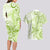 Polynesia Dolphins Couples Matching Long Sleeve Bodycon Dress and Hawaiian Shirt Valentine Day Floral Polynesian - Vintage Lime Green LT14 - Polynesian Pride