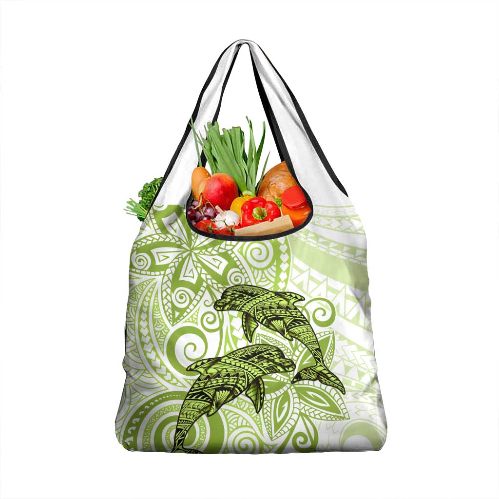 Polynesia Dolphins Grocery Bag Valentine Day Floral Polynesian - Vintage Lime Green LT14 1-pack One Size Lime Green - Polynesian Pride