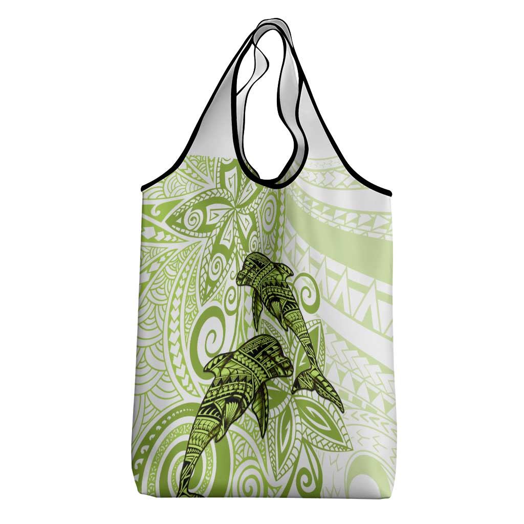Polynesia Dolphins Grocery Bag Valentine Day Floral Polynesian - Vintage Lime Green LT14 - Polynesian Pride