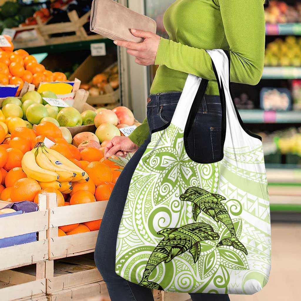 Polynesia Dolphins Grocery Bag Valentine Day Floral Polynesian - Vintage Lime Green LT14 - Polynesian Pride