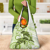 Polynesia Dolphins Grocery Bag Valentine Day Floral Polynesian - Vintage Lime Green LT14 - Polynesian Pride