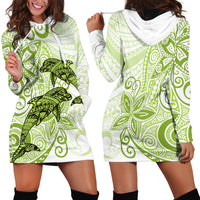 Polynesia Dolphins Hoodie Dress Valentine Day Floral Polynesian - Vintage Lime Green LT14 - Polynesian Pride