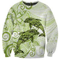 Polynesia Dolphins Sweatshirt Valentine Day Floral Polynesian - Vintage Lime Green LT14 Unisex Lime Green - Polynesian Pride
