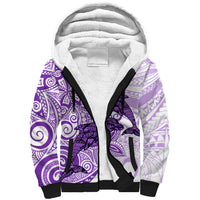 Polynesia Dolphins Sherpa Hoodie Valentine Day Floral Polynesian - Vintage Purple LT14 Unisex Purple - Polynesian Pride