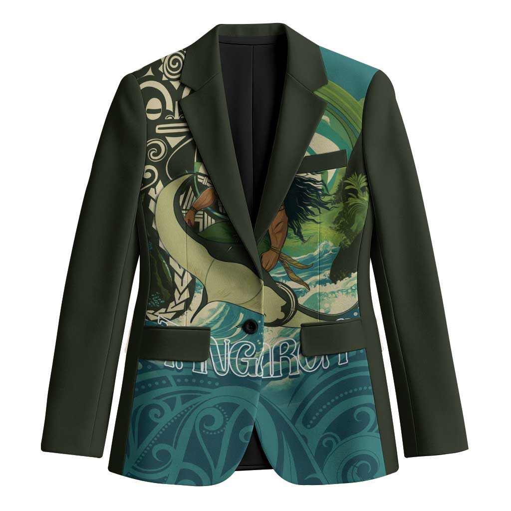 Aotearoa Tangaroa Atua Blazer New Zealand God Of The Ocean LT14 Unisex Cyan - Polynesian Pride