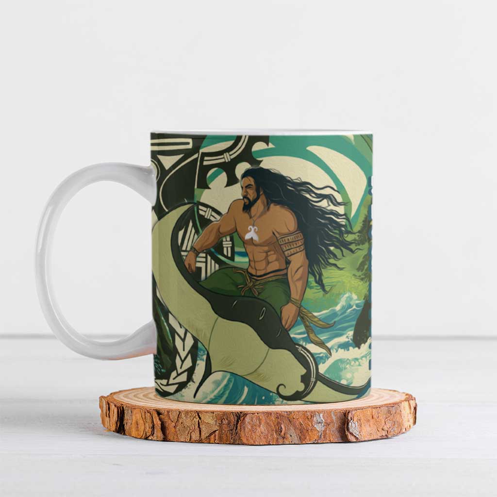 Aotearoa Tangaroa Atua Ceramic Mug New Zealand God Of The Ocean LT14 Cyan - Polynesian Pride