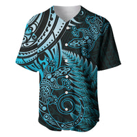 New Zealand Lizard Baseball Jersey Silver Fern Aotearoa Maori Blue Version LT14 Blue - Polynesian Pride