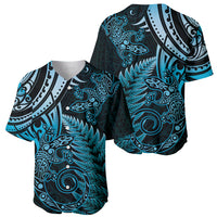 New Zealand Lizard Baseball Jersey Silver Fern Aotearoa Maori Blue Version LT14 - Polynesian Pride