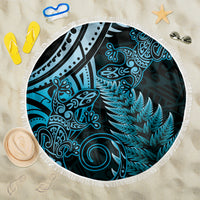 New Zealand Lizard Beach Blanket Silver Fern Aotearoa Maori Blue Version LT14 One Size 150cm Blue - Polynesian Pride