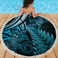 New Zealand Lizard Beach Blanket Silver Fern Aotearoa Maori Blue Version LT14 - Polynesian Pride