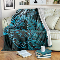 New Zealand Lizard Blanket Silver Fern Aotearoa Maori Blue Version LT14 Blue - Polynesian Pride