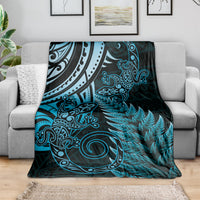 New Zealand Lizard Blanket Silver Fern Aotearoa Maori Blue Version LT14 - Polynesian Pride