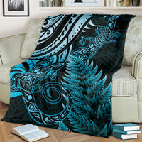 New Zealand Lizard Blanket Silver Fern Aotearoa Maori Blue Version LT14 - Polynesian Pride