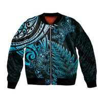 New Zealand Lizard Bomber Jacket Silver Fern Aotearoa Maori Blue Version LT14 Unisex Blue - Polynesian Pride