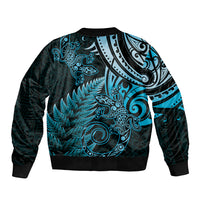 New Zealand Lizard Bomber Jacket Silver Fern Aotearoa Maori Blue Version LT14 - Polynesian Pride