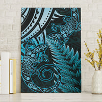 New Zealand Lizard Canvas Wall Art Silver Fern Aotearoa Maori Blue Version LT14 Without Frame Blue - Polynesian Pride