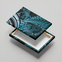 New Zealand Lizard Canvas Wall Art Silver Fern Aotearoa Maori Blue Version LT14 - Polynesian Pride
