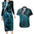 New Zealand Lizard Couples Matching Long Sleeve Bodycon Dress and Hawaiian Shirt Silver Fern Aotearoa Maori Blue Version