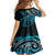 New Zealand Lizard Family Matching Off Shoulder Maxi Dress and Hawaiian Shirt Silver Fern Aotearoa Maori Blue Version