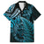 New Zealand Lizard Family Matching Off Shoulder Maxi Dress and Hawaiian Shirt Silver Fern Aotearoa Maori Blue Version