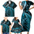 New Zealand Lizard Family Matching Short Sleeve Bodycon Dress and Hawaiian Shirt Silver Fern Aotearoa Maori Blue Version