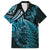 New Zealand Lizard Family Matching Short Sleeve Bodycon Dress and Hawaiian Shirt Silver Fern Aotearoa Maori Blue Version