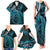 New Zealand Lizard Family Matching Tank Maxi Dress and Hawaiian Shirt Silver Fern Aotearoa Maori Blue Version