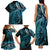 New Zealand Lizard Family Matching Tank Maxi Dress and Hawaiian Shirt Silver Fern Aotearoa Maori Blue Version