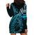 New Zealand Lizard Hoodie Dress Silver Fern Aotearoa Maori Blue Version