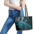 New Zealand Lizard Leather Tote Bag Silver Fern Aotearoa Maori Blue Version