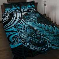 New Zealand Lizard Quilt Bed Set Silver Fern Aotearoa Maori Blue Version LT14 Blue - Polynesian Pride