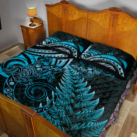 New Zealand Lizard Quilt Bed Set Silver Fern Aotearoa Maori Blue Version LT14 - Polynesian Pride