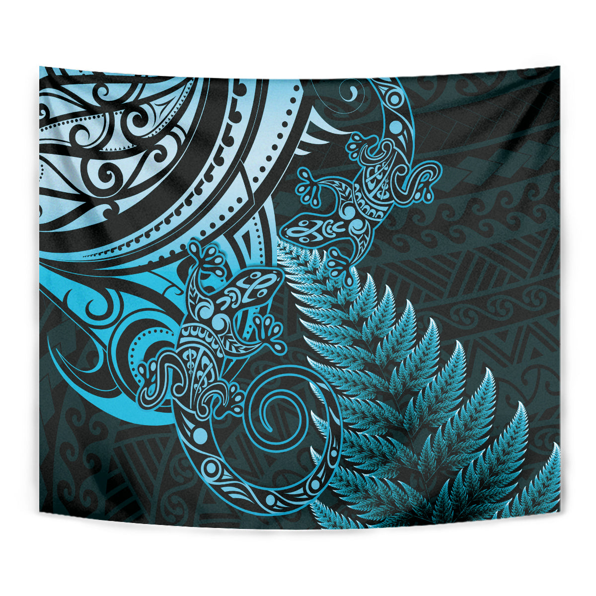 New Zealand Lizard Tapestry Silver Fern Aotearoa Maori Blue Version LT14 - Polynesian Pride