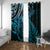 New Zealand Lizard Window Curtain Silver Fern Aotearoa Maori Blue Version