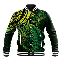 New Zealand Lizard Baseball Jacket Silver Fern Aotearoa Maori Green Version LT14 Unisex Green - Polynesian Pride