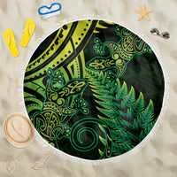 New Zealand Lizard Beach Blanket Silver Fern Aotearoa Maori Green Version LT14 One Size 150cm Green - Polynesian Pride