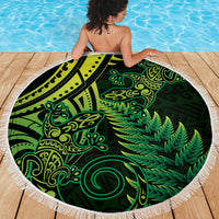 New Zealand Lizard Beach Blanket Silver Fern Aotearoa Maori Green Version LT14 - Polynesian Pride