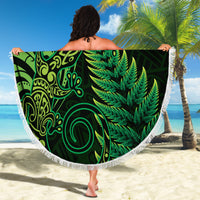 New Zealand Lizard Beach Blanket Silver Fern Aotearoa Maori Green Version LT14 - Polynesian Pride