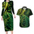 New Zealand Lizard Couples Matching Long Sleeve Bodycon Dress and Hawaiian Shirt Silver Fern Aotearoa Maori Green Version