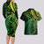 New Zealand Lizard Couples Matching Long Sleeve Bodycon Dress and Hawaiian Shirt Silver Fern Aotearoa Maori Green Version