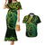 New Zealand Lizard Couples Matching Mermaid Dress and Hawaiian Shirt Silver Fern Aotearoa Maori Green Version