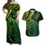 New Zealand Lizard Couples Matching Off Shoulder Maxi Dress and Hawaiian Shirt Silver Fern Aotearoa Maori Green Version