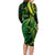 New Zealand Lizard Family Matching Long Sleeve Bodycon Dress and Hawaiian Shirt Silver Fern Aotearoa Maori Green Version