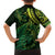 New Zealand Lizard Family Matching Off The Shoulder Long Sleeve Dress and Hawaiian Shirt Silver Fern Aotearoa Maori Green Version