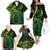 New Zealand Lizard Family Matching Off The Shoulder Long Sleeve Dress and Hawaiian Shirt Silver Fern Aotearoa Maori Green Version