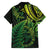 New Zealand Lizard Family Matching Off The Shoulder Long Sleeve Dress and Hawaiian Shirt Silver Fern Aotearoa Maori Green Version