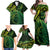 New Zealand Lizard Family Matching Off Shoulder Maxi Dress and Hawaiian Shirt Silver Fern Aotearoa Maori Green Version