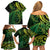 New Zealand Lizard Family Matching Off Shoulder Short Dress and Hawaiian Shirt Silver Fern Aotearoa Maori Green Version