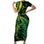 New Zealand Lizard Family Matching Short Sleeve Bodycon Dress and Hawaiian Shirt Silver Fern Aotearoa Maori Green Version