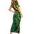 New Zealand Lizard Family Matching Short Sleeve Bodycon Dress and Hawaiian Shirt Silver Fern Aotearoa Maori Green Version